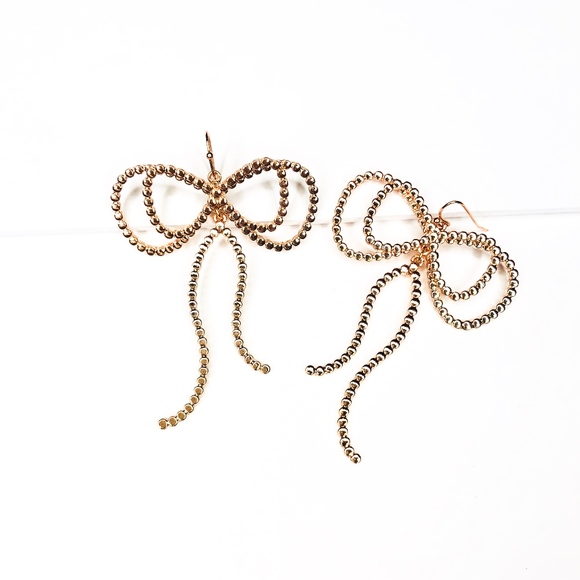 Riya Gold Holiday Bow Statement Earrings Gift Ref - Picture 2 of 6